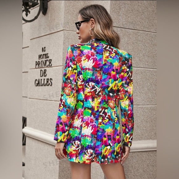 Graffiti Print Blazer - Picture 3 of 4